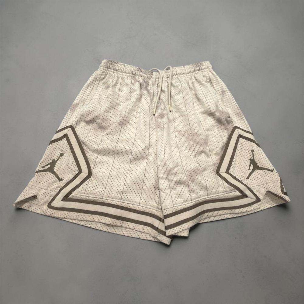 Jordan Basketball Shorts Mens Small White Grey Tie Dye Diamond Mesh Loose Fit
